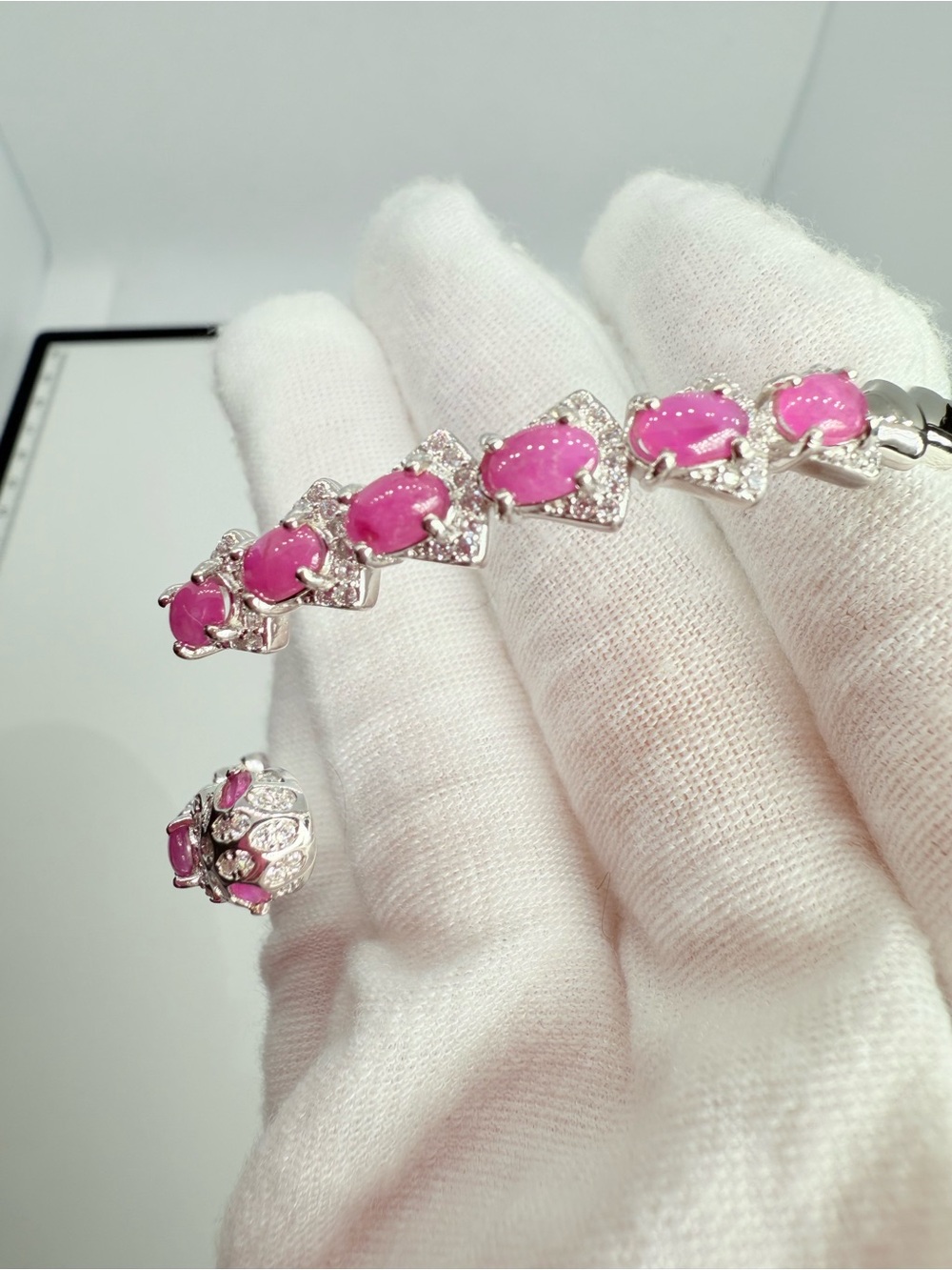 14k White Gold over Silver Ruby Serpent Bracelet! WATCH VIDEO! - Picture 17 of 17
